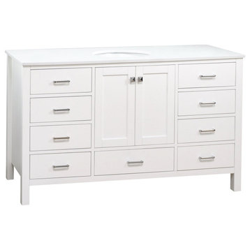 Horizon 60" Single Bathroom Vanity Top, White, Engineered White