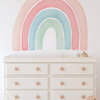 Watercolor Rainbow Vinyl Wall Sticker - Peel and Stick, Coral, Large 59"w X 48"h