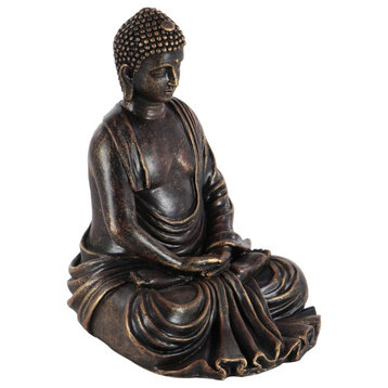Eclectic 8"x6" Sitting Buddha Polystone Sculpture