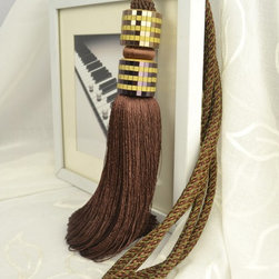 6 Colors QYM23 Polyester Curtain Tassel Tie Backs in Brown Color - Window Treatment Accessories