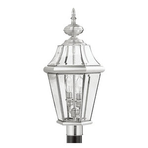 Livex Lighting 2264-91 Outdoor Post with Clear Beveled Glass Shades Brushed Nickel