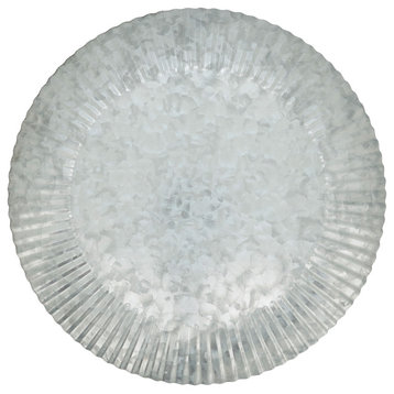 Industrial Chic Ruffled Galvanized Charger Plate, Set of 4, Silver, 13"