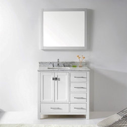 Abodo 36 inch Transitional Bathroom Vanity White Finish Set - Bathroom Vanities And Sink Consoles