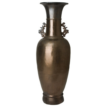 Tall Vase With 2 Handles, Metallic 20x60
