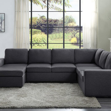 Warren 120.5" Linen 6 Seat Reversible Modular Sectional Sofa Chaise