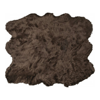 HomeRoots 5' x 8' Modern Faux Cowhide Fabric Area Rug in Brown/White