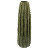 Eclectic Textured Ceramic Ribbed Cactus Vase, Green, 20"
