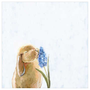 "Bunny Smelling Flowers" Canvas Wall Art by Cathy Walters