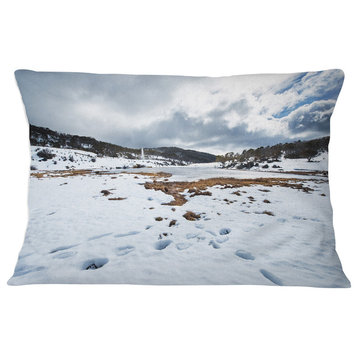 Snow Mountains in Kosciuszko Park Landscape Printed Throw Pillow, 12"x20"