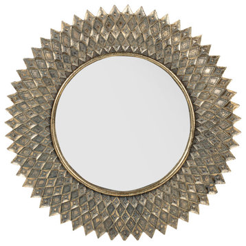 Diamond Wall Mirror, Antique Gold