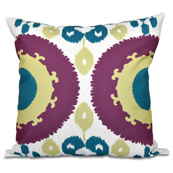 Boho , Geometric Outdoor Pillow, Purple, 20"x20"