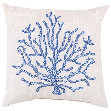 Rain by Surya Coral Sketch Pillow, Violet/Beige/White, 26' x 26'
