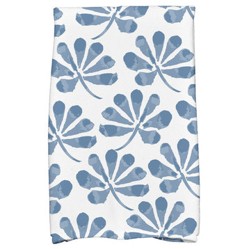 18"x30" Ina Floral Print Kitchen Towel, Blue