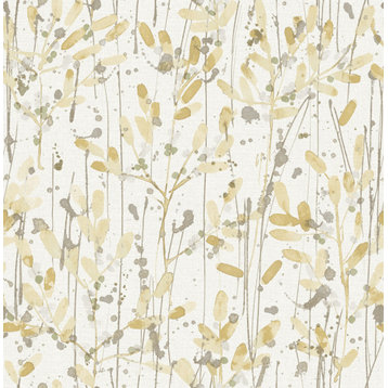 Leandra Yellow Floral Trail Wallpaper, Yellow, Bolt