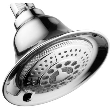 Water Temperature Controlled Color Changing 5-Setting LED All Chrome Showerhead