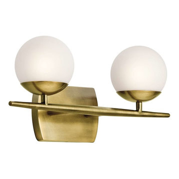 Kichler Jasper 2-Light 2-Arm Bathroom Vanity Light in Natural Brass