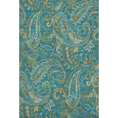 Premium Machine Washable Mayfield AMF533 Teal 9' x 12' Rug