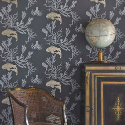 CORAL - CHARCOAL/GOLD - Wallpaper
