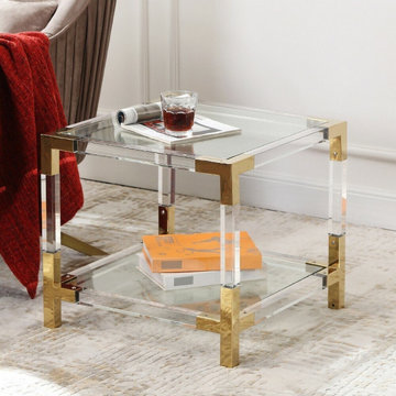 Modern Glass and Lucite Side End Tables