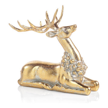 Sitting Deer with Ornamental Wreath