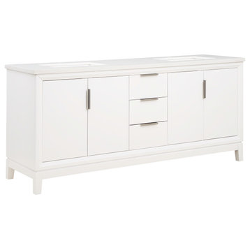 Valencia 72" Wood double Sink Freestanding Vanity, Top and Sink, White