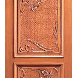 Single Door, Hand Carved Two Panels in Mahogany - Front Doors