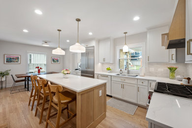 Naperville Kitchen and Bathroom Remodel with White Oak Island and Zellige Tile S