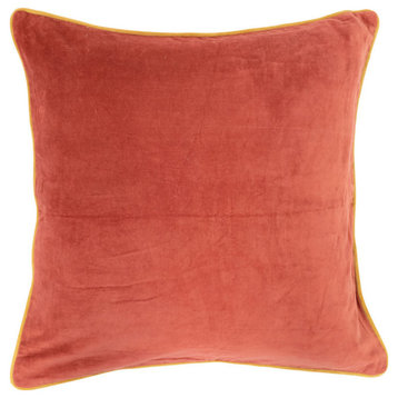 Cotton Velvet Pillow With Mustard Color Piping