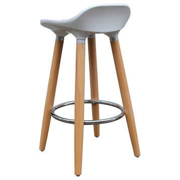 ABS Plastic and Wood Backless 26" Counter Stool, Set of 2, White