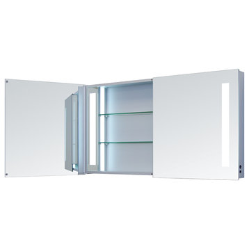 Electric LED Mirror Vanity Cabinet Double Door, LED Tubes, 48 X 26