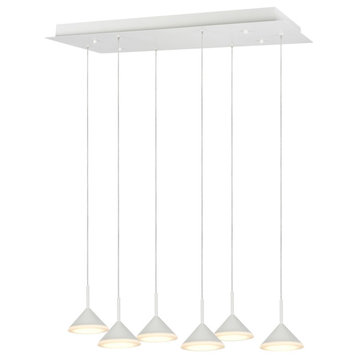 61064-2 Adjustable LED 6-Light Hanging Pendant Ceiling Light, White