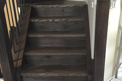 Staircase - traditional wooden mixed material railing staircase idea in Other with wooden risers