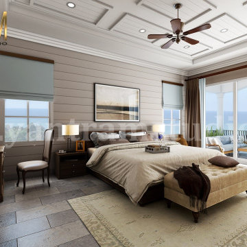 3d interior rendering of Master bedroom With Balcony by Yantram residential inte