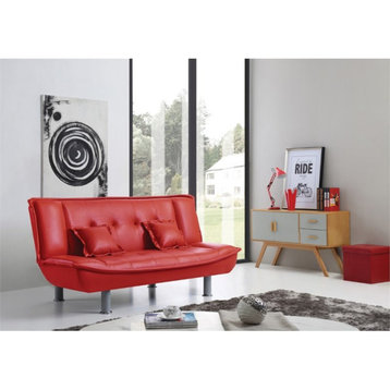 Glory Furniture Lionel Faux Leather Sleeper Sofa in Red