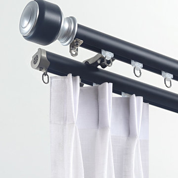 White Black Aluminum alloy Curtain Rod Set With Rollers For living room