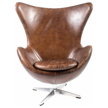 First of A Kind St Anne Swivel Club Chair Cappuccino Brown Leather