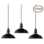 mooseled - Florence Black Barn Pendant Light Loft Fixture, 12.2", 3-Pack - Crafting of solid metal, the pendant light’s barn shade boasts a rustproof matte black finish on the outer surface while it flaunts a white finish on the inner surface, injecting an industrial vibe to  your home decor. What makes this pendant light so unique is the hollow design on the upper part of its lampholder and you can directly see the bulb through the hollow part, making the pendant light a amazing addition to your aesthetic.