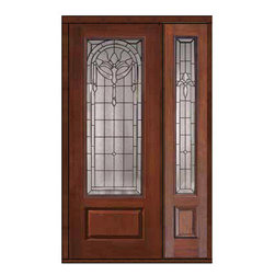 Prehung Sidelite Door 96 Fiberglass Palacio 1 Panel 3/4 Lite Glass - Front Doors
