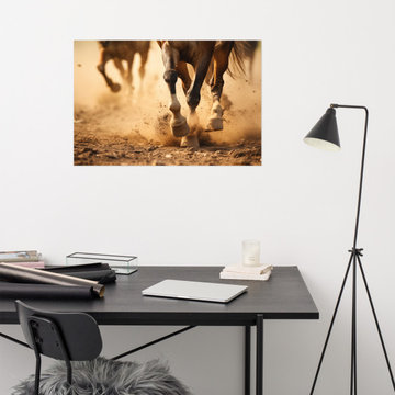Freedom's Fury Running Horses Photorealism Digital Art Loose Print