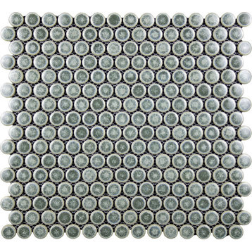 Porcelain Mosaic Tile Penny Rounds for Floors Walls, Tropical Lush