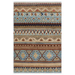 Bareens Designer Rugs - Rustic Khurgeen Anjelica Beige/Brown Wool Rug - 3'1'' x 4'9'' - Designed with a mesmerizing intricate transitional and geometric motif this glorious hand knotted rug made with handspun Ghazni wool is a masterpiece that will fill any space with sophistication and grace. Hand knotted by skilled artisans in an exhilarating color pallet with an elaborate design, this masterpiece features luxurious hand spun wool with all vegetable dyes to add comfort and style to your decor. The design, color, and beautiful chromatic composition with a sheen in transitional and geometric designs, exude beauty, elegance and quality make this rug an extraordinarily opulent center piece for your living space. The intricate designs known as Khurgeen, Khorgeen or Khorjin range are inspired by the patterns from ancient tribal bags. An infusion of bold, saturated color gives this traditional hand-knotted rug a fresh perspective and modern appeal. Most desired due to its versatility in design and affordability this handmade rug is in a compelling focal point in any living area.