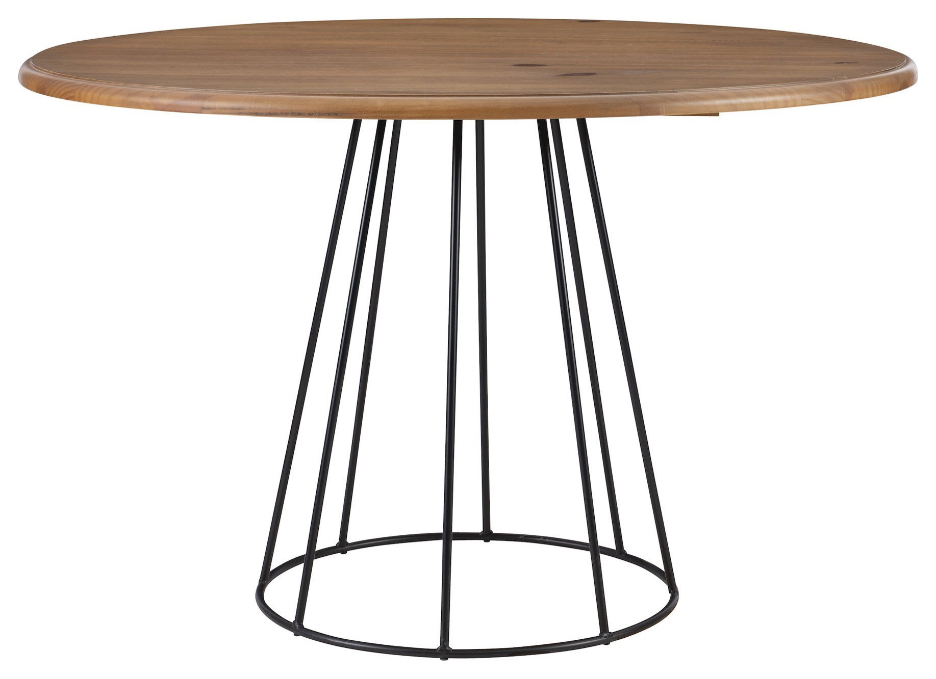 Modern Dining Table, Sleek Design With Cage Like Base & Round Rustic Honey Top - Transitional ...