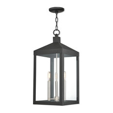 3 Light Outdoor Pendant Lantern, Black