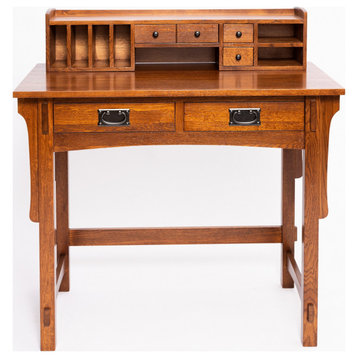 Mission Quarter Sawn Oak Desk With 2 Drawers and Storage