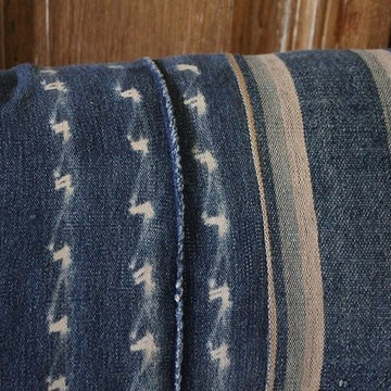 Antique Indigo Blue Batik Lumbar Pillow