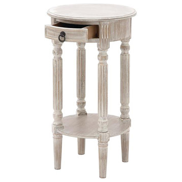 Urban Designs Hand-finished Petite Round Wood Accent and End Table, Grey