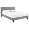 Anya Queen Upholstered Fabric Bed, Light Gray
