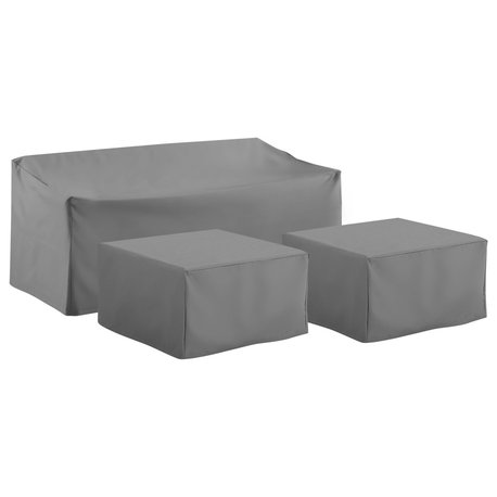 3-Piece Cover Set, Gray, Sofa, 2 Square Table