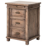 Four Hands Furniture - Settler 3 Drawers Bedside Cabinet - A traditional reclaimed pine bedside table welcomes you home with strong, farmhouse lines. Finished in sun-dried ash with rough-cast brass hardware.