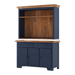 Sierra Living Concepts - Pinole 2 Tone Farmhouse Kitchen Hutch Cabinet With Drawers - China Cabinets And Hutches
